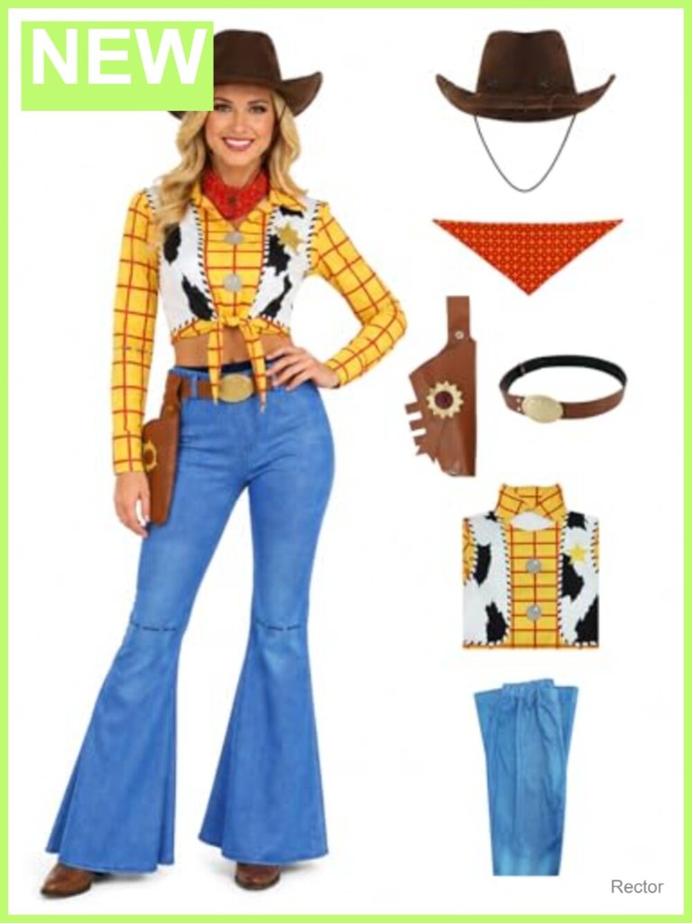 Women's Woody Cowboy Cosplay Costume Set with Belt Hat Shirt Pants